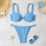Women two piece underwire thong bikini swimwear