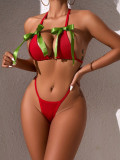 Christmas Sexy Bow RedTwo-Piece Swimsuit Bra Set Bikini