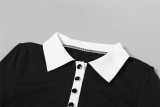 Autumn Women's Short-Sleeve Polo Shirt Bodycon Shorts Set
