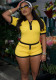 Autumn Women's Short-Sleeve Polo Shirt Bodycon Shorts Set