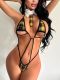 Women's sexy tie-strap one-piece plaid micro lingerie