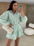 Women lace casual long-sleeved short set