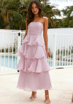 Summer holiday style sexy fashion tube backless cake dress