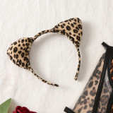 Sexy Leopard Print Wild Lingerie Bodysuit with Cat Ears