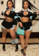 Women Sporty Print Crop Jersey and Mini Skirt Two-Piece Set