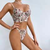 Women's sheer lace mesh chic bra G-string set
