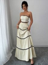 2-piece sexy tube top oversized swing skirt set
