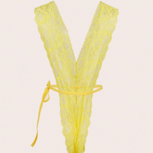 yellow lingerie lace bodysuit