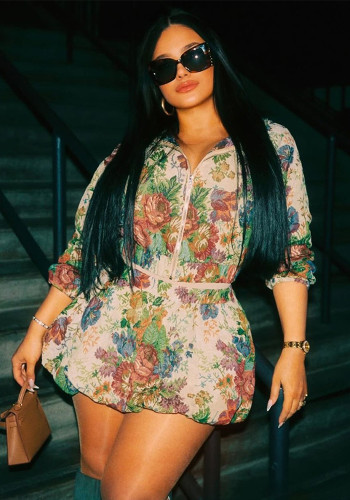 Women's Jacquard Flower Long Sleeve Zipper Jacket Tutu Skirt Set