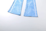 Women's Autumn Blue Color Long Sleeve Top + Pants Tracksuit