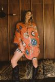 Autumn women's casual boho style linen blouse dress