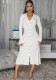 Autumn Women's V-neck solid color long dress single-breasted long-sleeved dress