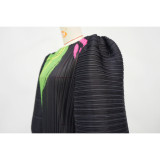 Women Formal Print Lantern Sleeve Pleated Dress