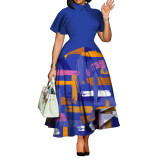 African Plus Size Short Sleeve Formal Maxi Dress