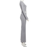Women's Autumn Vintage Style Button Up Long Sleeve Top High-Waist Matching Pants Set