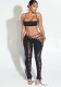 Solid color bandeau top lace-up leggings women two piece clothing set