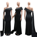 Women's Off Shoulder Beaded Long Evening Dress