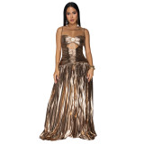 Women's Sexy Metallic Long Evening Dress