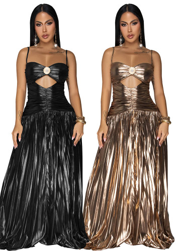 Women's Sexy Metallic Long Evening Dress