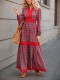 Women's cake long dress plaid lace patchwork shirt long sleeve dress spring and autumn