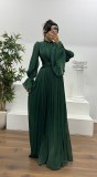 French style elegant long sleeve solid color evening dress