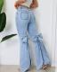 Bowknot Slim-Fit Stretch Flared Bottom Denim Pants