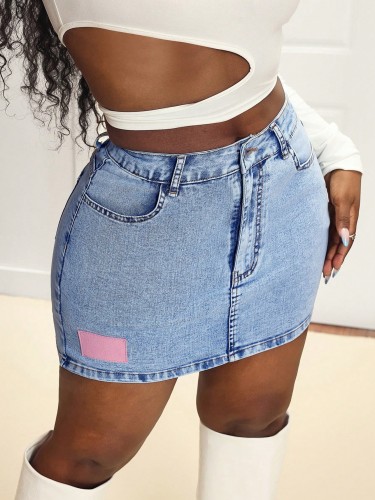 Sexy high-elastic short denim skirt