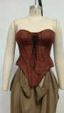 Retro Lace-up Tube Maxi Dress Women Sexy Elegant Party Dress