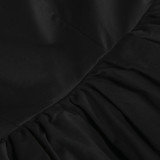 Retro contrast color square neck tutu skirt party evening dress high-end suspender dress