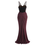 Sexy evening dress low back slim-fitting high-end french style dress
