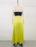 Women contrast color tube dress high-end green evening dress