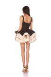 Retro contrast color square neck tutu skirt party evening dress high-end suspender dress