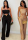 Women Solid Color Strapless Cut Out Tube Jumpsuit