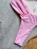 Solid color bandeau bikini swimsuit beach sexy women's swimwear