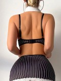 Striped student costume role play sexy lingerie set including stocking