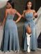 Mid-length single-breasted long denim dress