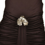 Women's sexy solid color dress sleeveless backless slit pleated long dress