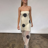 Women's slim dress sexy backless polka dot long dress