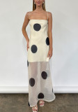 Women's slim dress sexy backless polka dot long dress