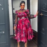 Plus Size Women's African colorful tie-dye print dress