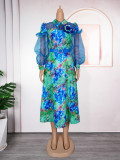 Plus Size Women's African colorful tie-dye print dress