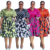 Printed plus size dress women's A-line African dress