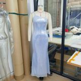 Sexy Women's Sequined Dress Slant Shoulder Slim Fit Fishtail Party Dress