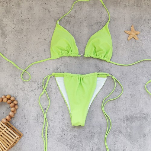 Solid color multi-string sexy bikini two-piece swimsuit for women