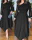 Beaded Shoulder Chiffon Long Sleeve Dress Women