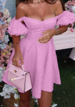 Women's sexy backless off-shoulder tube A-line dress