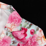 Autumn Women's Digital Print Skirt Suit Long Sleeve Top High Waist Short Skirt Two-Piece Set