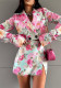 Autumn Women's Digital Print Skirt Suit Long Sleeve Top High Waist Short Skirt Two-Piece Set