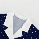 Autumn women's polka dot dress long sleeves single-breasted high-waisted french maxi dress