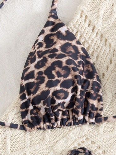 Sexy swimsuit leopard print thong bikini women 